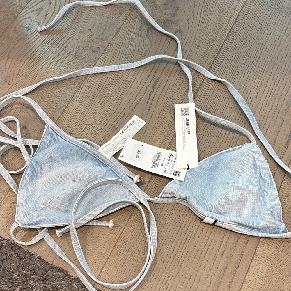 Zara Light Blue Triangle Bikini Top